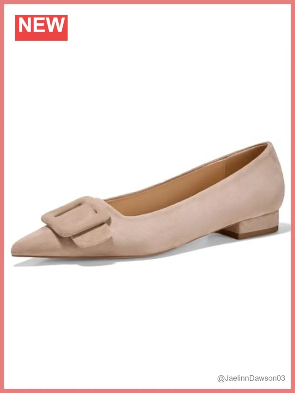 Lambskin Leather Insole Square Buckle Flats Slip On Pointed Toe Women's Shoes